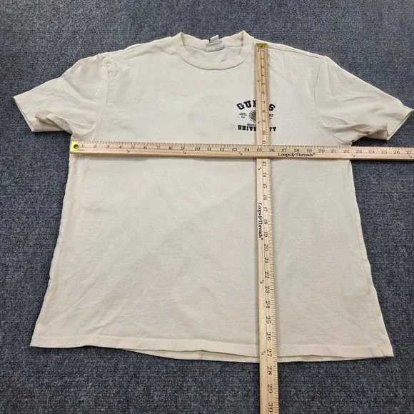 Guess University T-Shirt Mens Medium‎ Beige Short Sleeve Graphic Tee Top - Picture 4 of 8